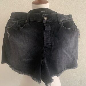 7  For All Man Kind  Black Cut-Off Jean Shorts